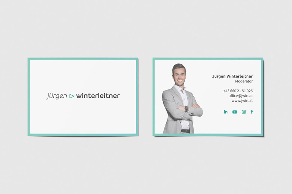 Visitenkarten mit Logo für den Moderator Jürgen Winterleitner