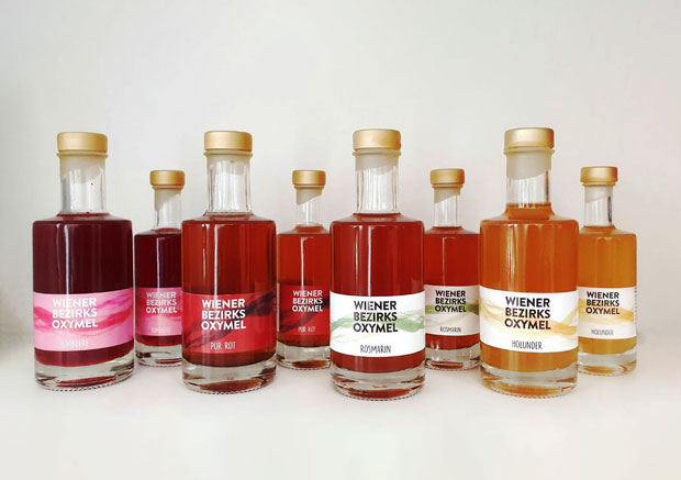 Flaschenetiketten für Wiener Bezirksoxymel – Etikettendesign von magschön grafikdesign